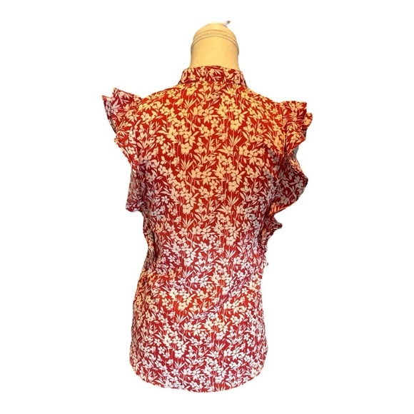Lauren Ralph Lauren Whimsical Floral Print Crepe Top Sz XS Petite Ruffles - Picture 5 of 11